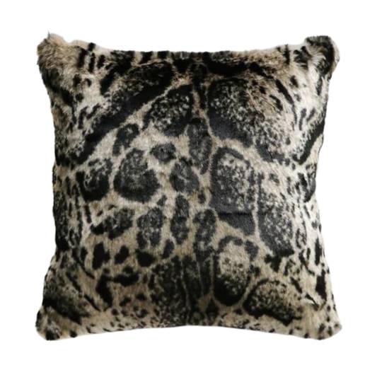 Heirloom Faux Fur Feather Cushion - African Leopard 45cm